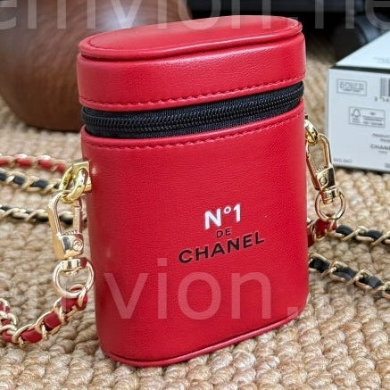 Red Camellia Mini Chain Pouch – Lipstick Case, Coin & Card Holder