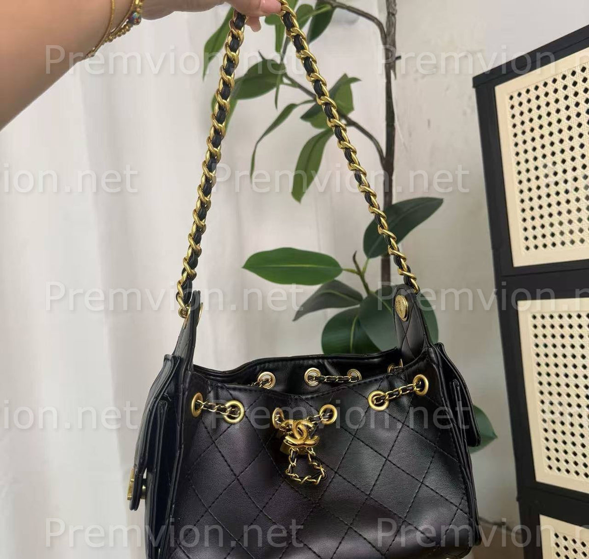 Official CHANEL promotional cosmetic pouch in black leather