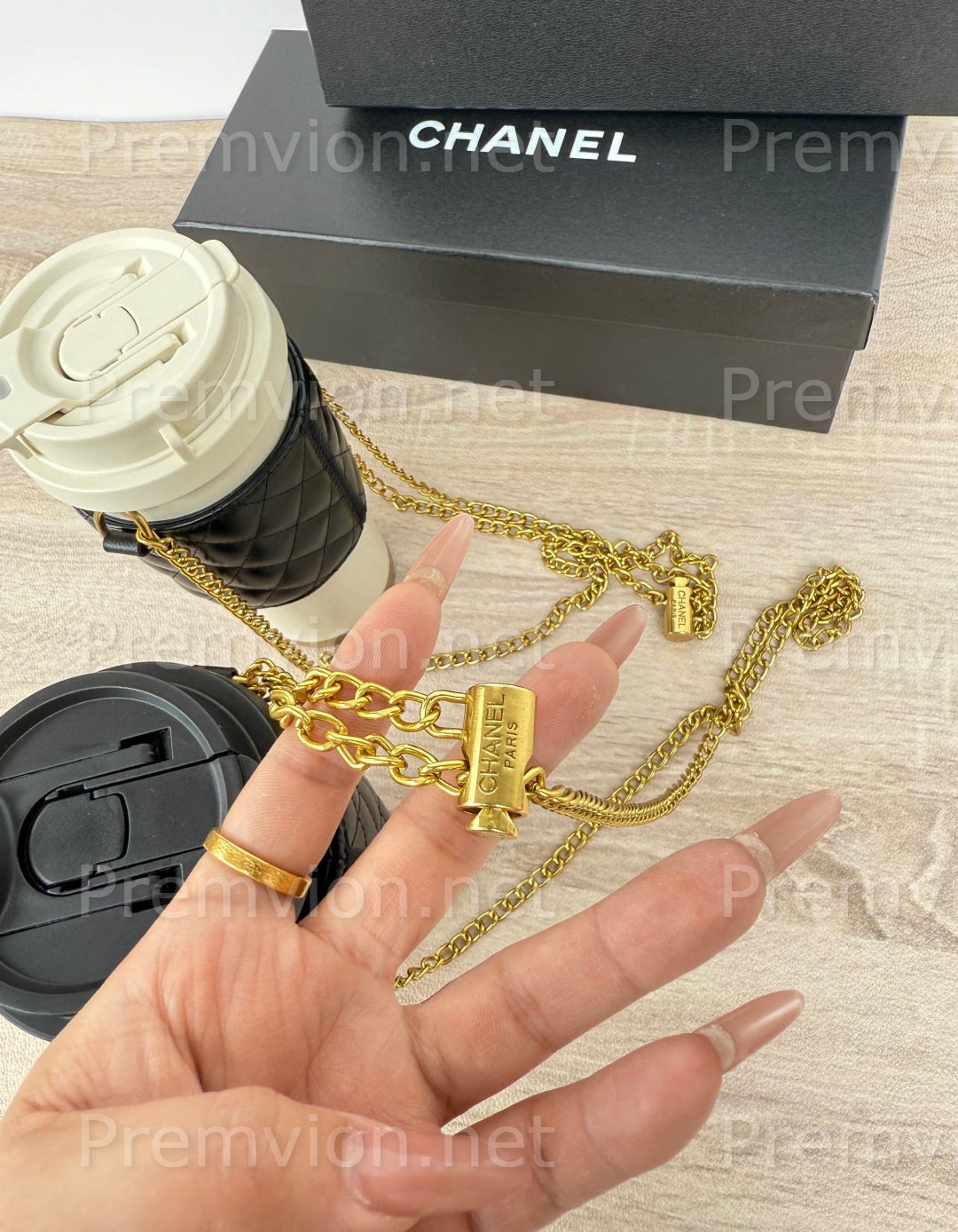 Chanel luxury insulated tumbler stainless steel coffee mug for office travel and daily drinks