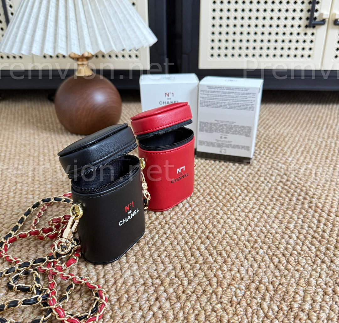 Chanel red and black camellia luxury mini purse