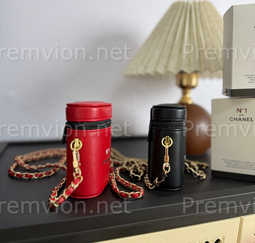 Chanel red camellia mini bag with gold chain