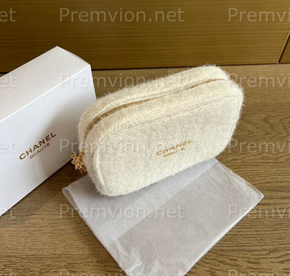 Chanel tweed snowflake cosmetic bag luxury makeup pouch