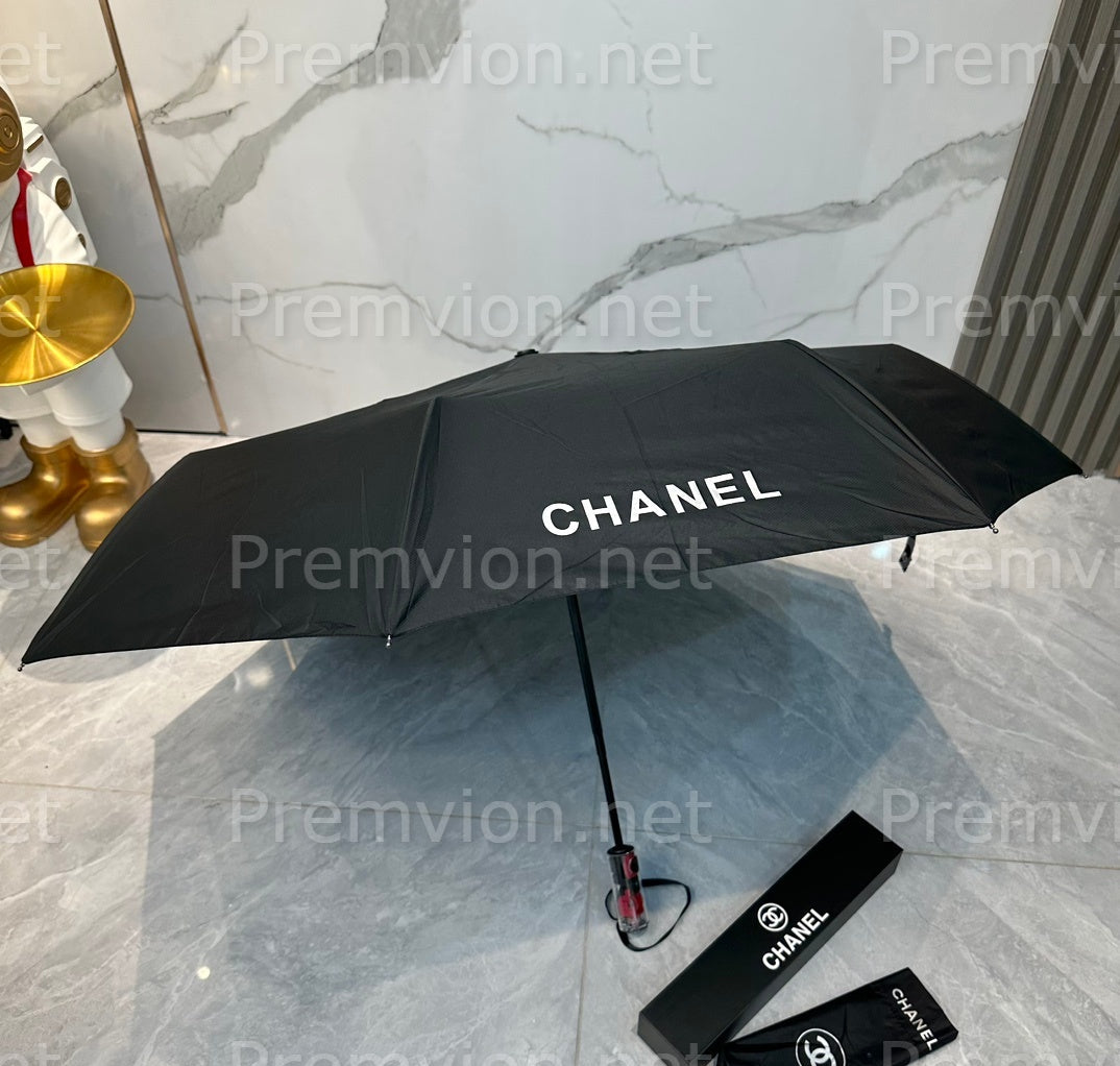 Chanel VIP umbrella gift black automatic folding sun and rain umbrella with UV protection UPF50 luxury client gift