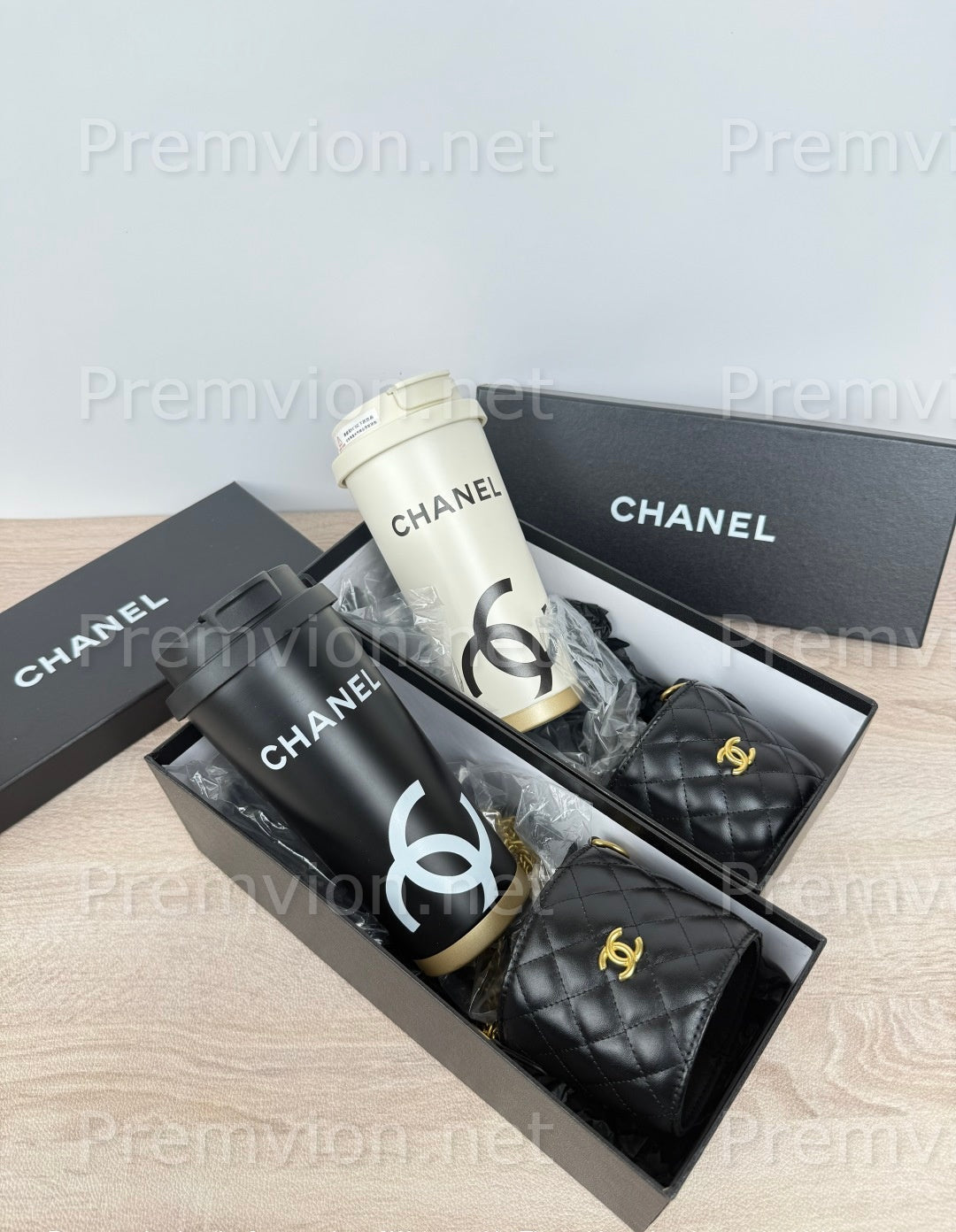 Chanel black insulated coffee tumbler luxury stainless steel travel mug for everyday use