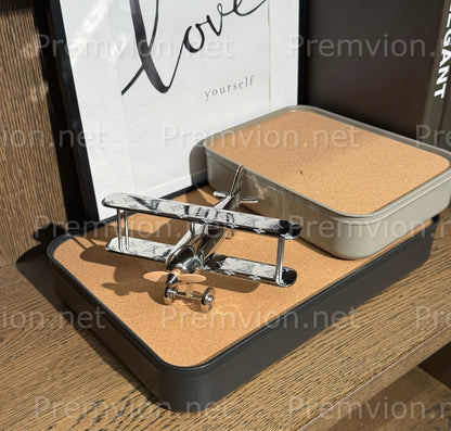 Louis Vuitton Monogram airplane decorative object in silver metal