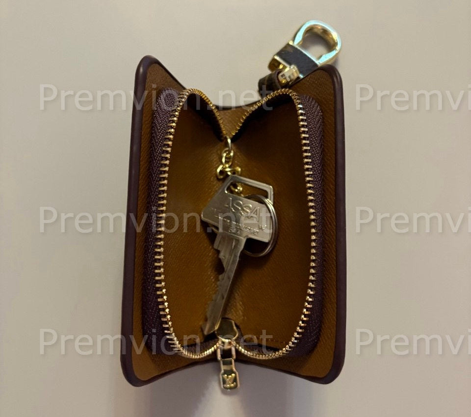 Minimalist luxury keychain made from Louis Vuitton monogram leather