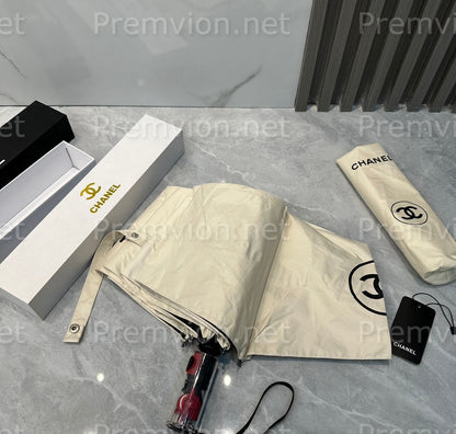 Designer style Chanel VIP umbrella gift luxury black folding umbrella with pouch and gift box