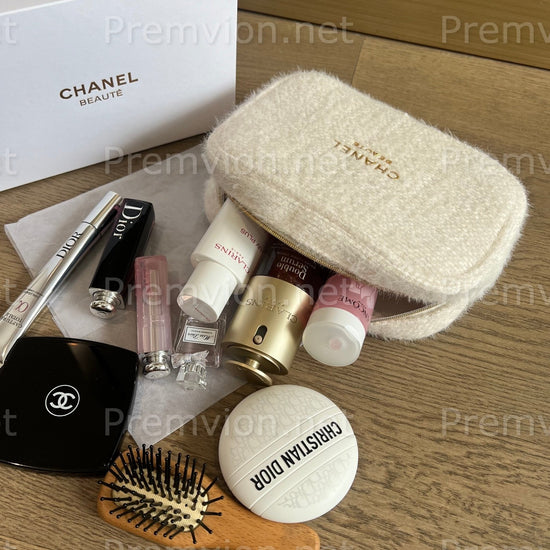 Chanel VIP snowflake tweed makeup bag cosmetic pouch