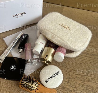 Chanel VIP snowflake tweed makeup bag cosmetic pouch