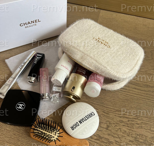 Chanel VIP snowflake tweed makeup bag cosmetic pouch